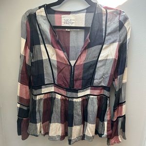 Thread & Supply Plaid Peplum Blouse - Size S